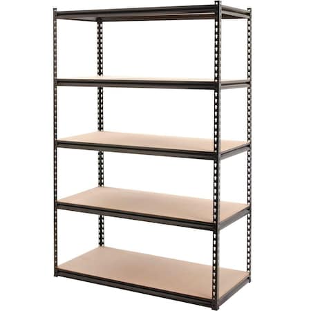 All-Source Z-Beam 48 In. x 72 In. x 24 In. Black Steel 5-Tier Shelving 482472